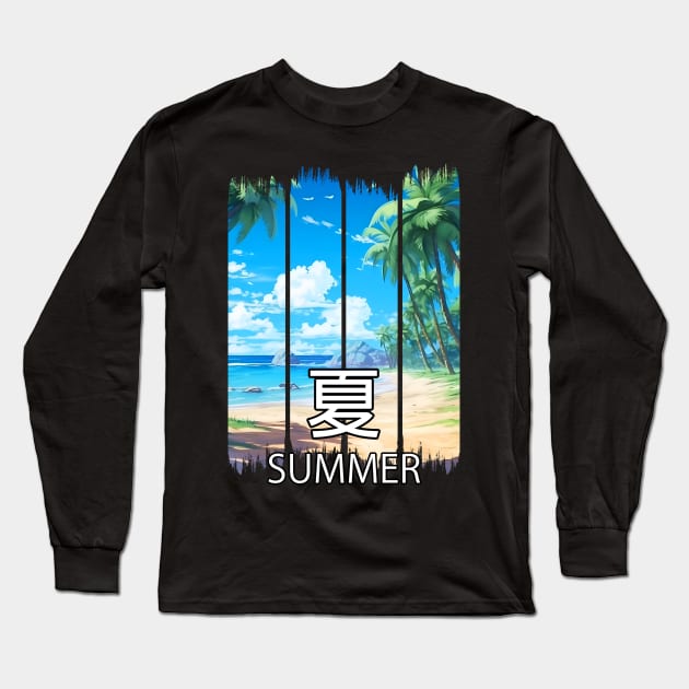 Summer Paradise Beach Landscape – Anime Shirt Long Sleeve T-Shirt by KAIGAME Art